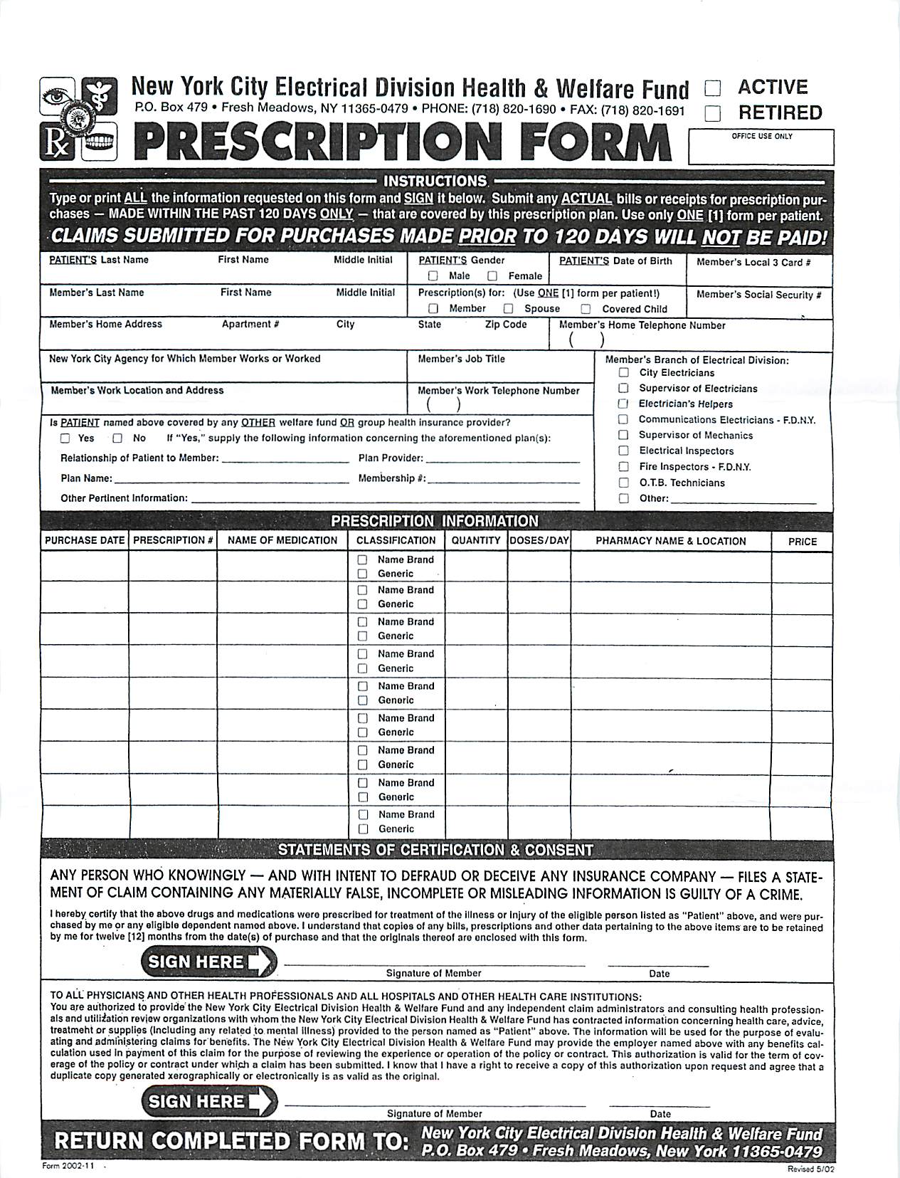 PRESCRIPTION FORM