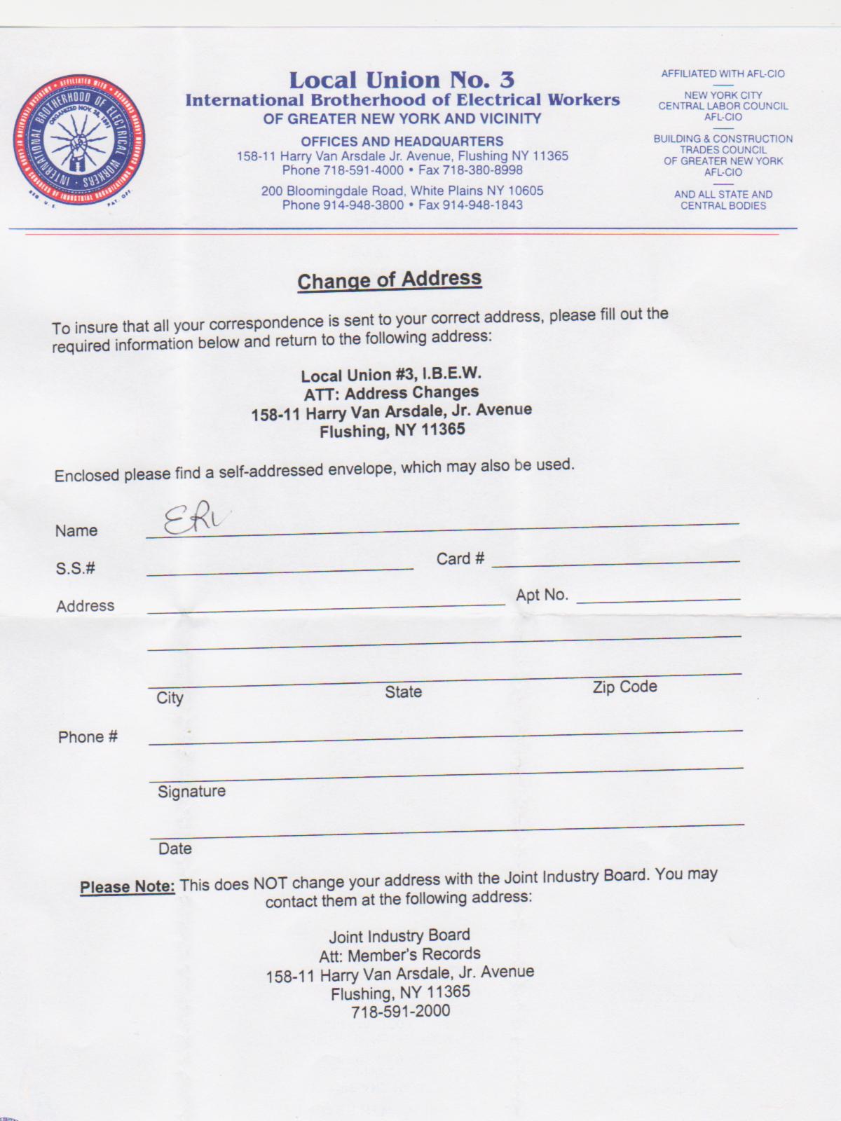 change of address